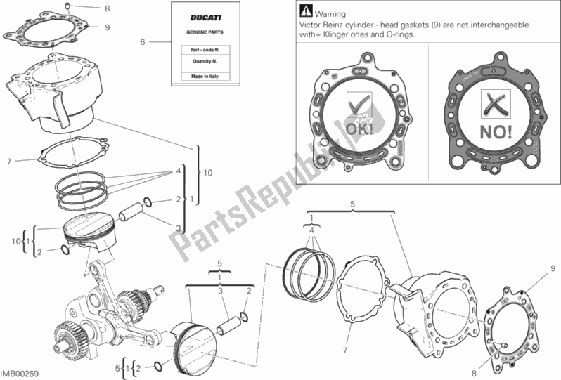 Tutte le parti per il Cilindri - Pistoni del Ducati Multistrada 1260 S ABS USA 2020